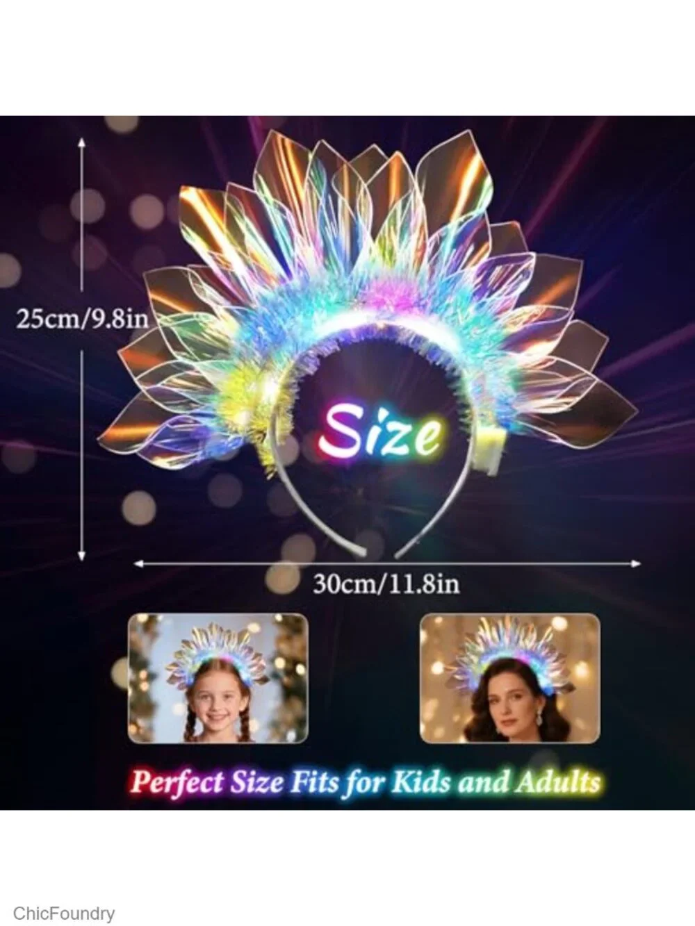 LED Headband Glow in the Dark Party Hair Accessory TPU Rave Concert Halloween